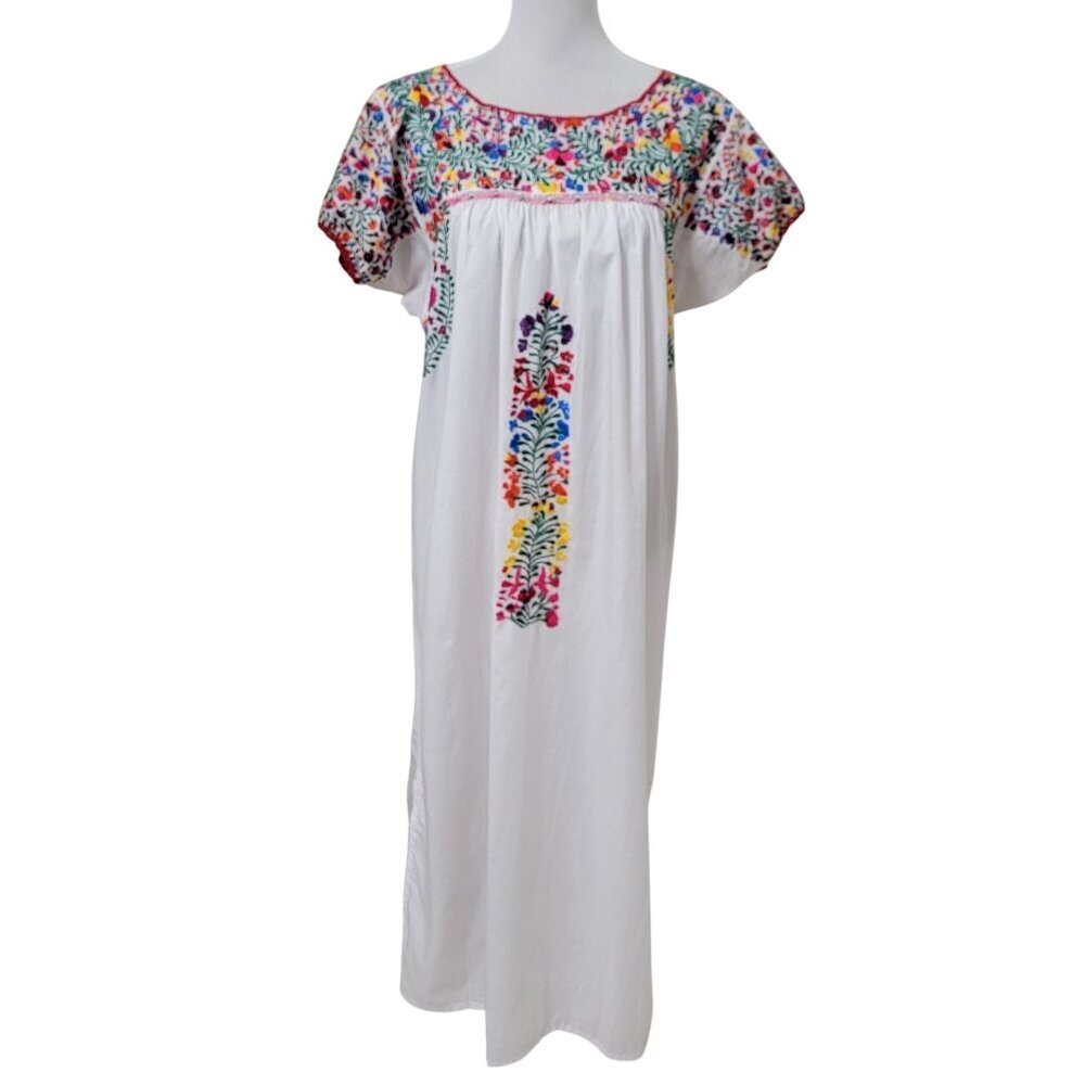 Handmade Embroidered Poplin Shift Dress, Unsized